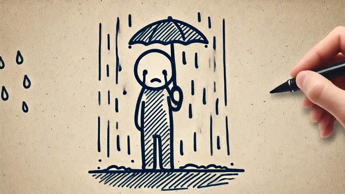 Dibujo Persona Bajo La Lluvia Psicologia