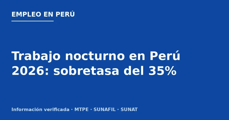 Trabajo nocturno en Perú 2026: sobretasa del 35%